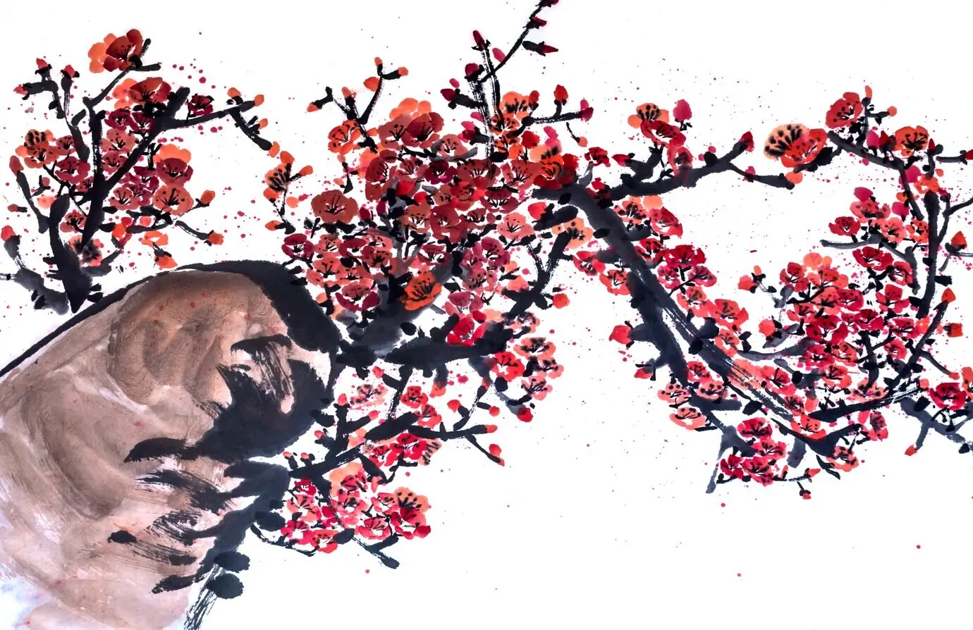 Schöne japanische Landschaft, rote Schönheit, Feier